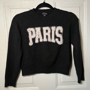 Art Class Black Sweater with White Paris Design